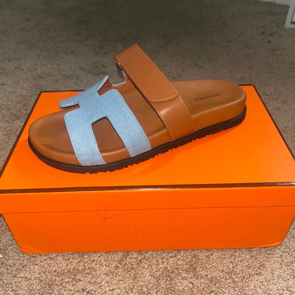 Hermes Brown and Blue Sandals